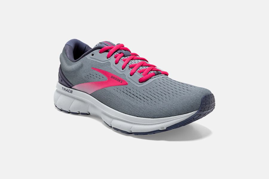 Brooks Trace Road Running Shoes Womens - Grey/Pink - QGZKR-6497